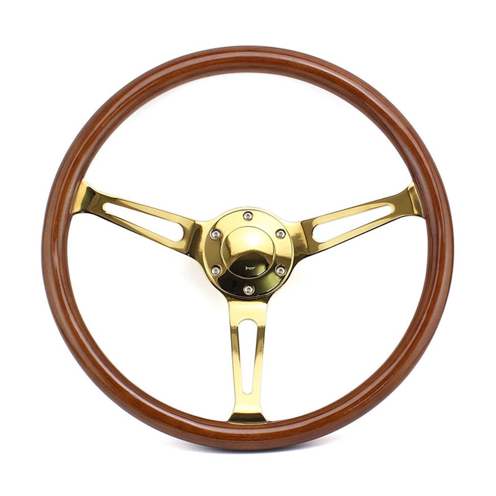 Amazon | 15インチ ゴールドウッドステアリングホイール クロム鉄