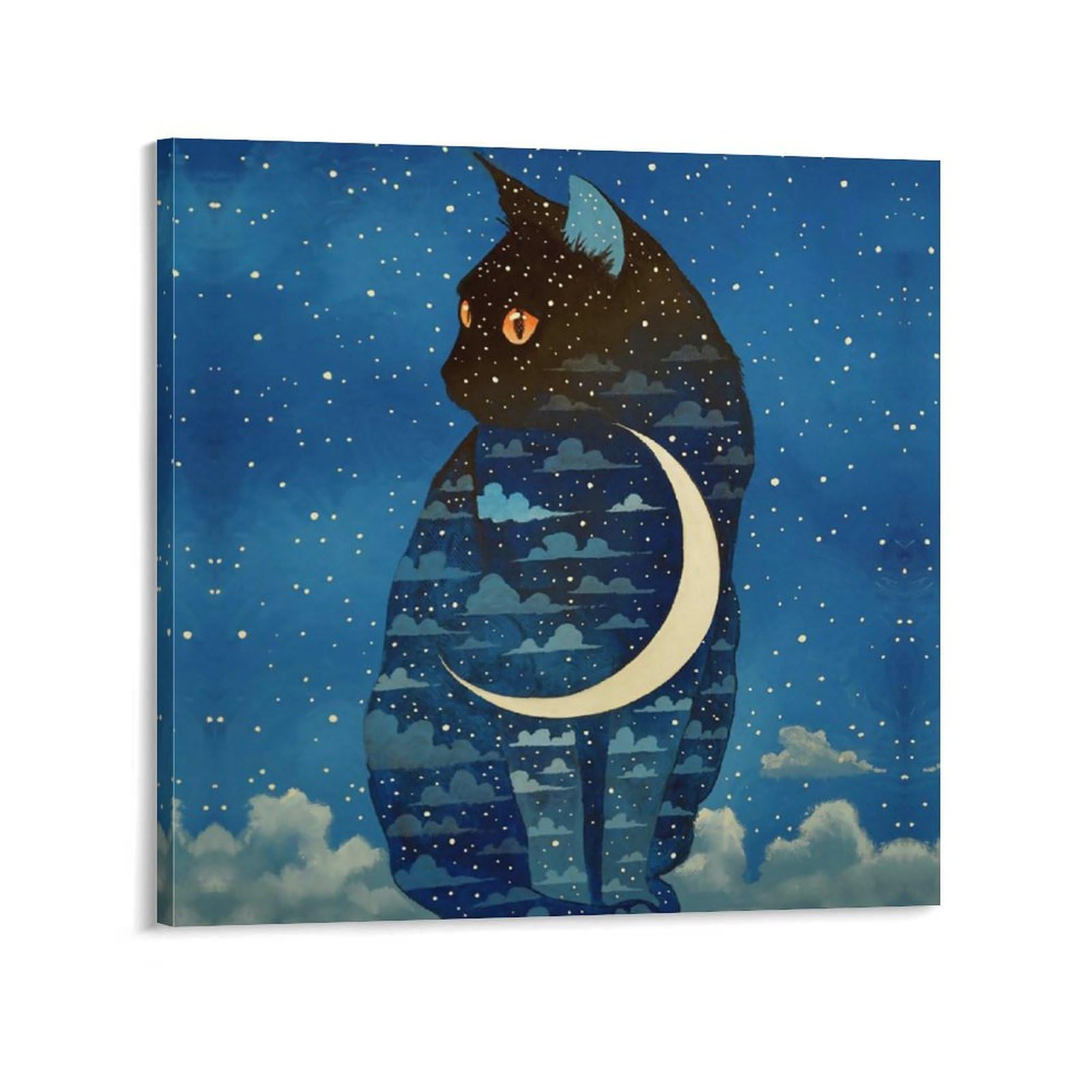 絵画 。壁掛け絵手描き【猫たちは銀河にかわいい星を入れている