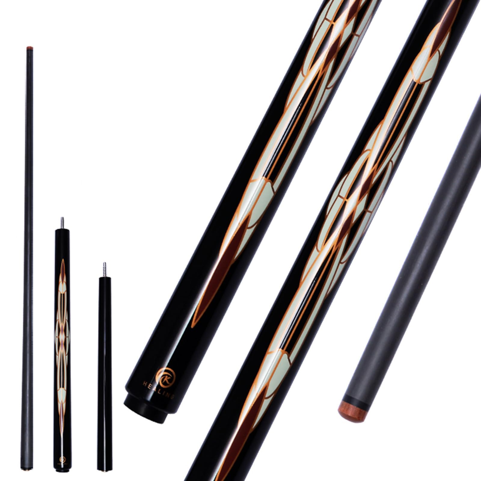 Amazon.co.jp: HEALING ビリヤード キュー カーボン 電木皮頭 黒電木先