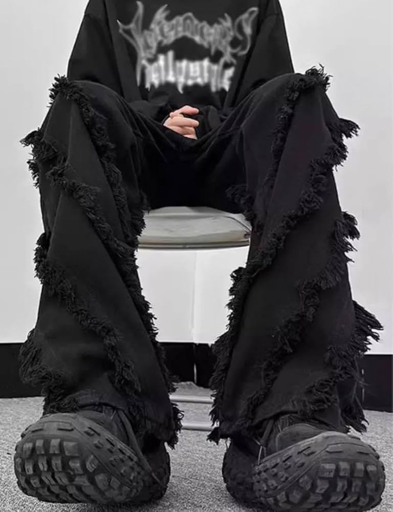 Amazon.co.jp: opium y2k grunge black wide denim super rare