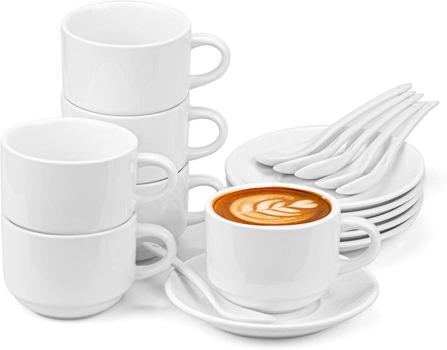 Amazon.com | Hedume 6 Pack 5 OZ Espresso Cups with Saucers and