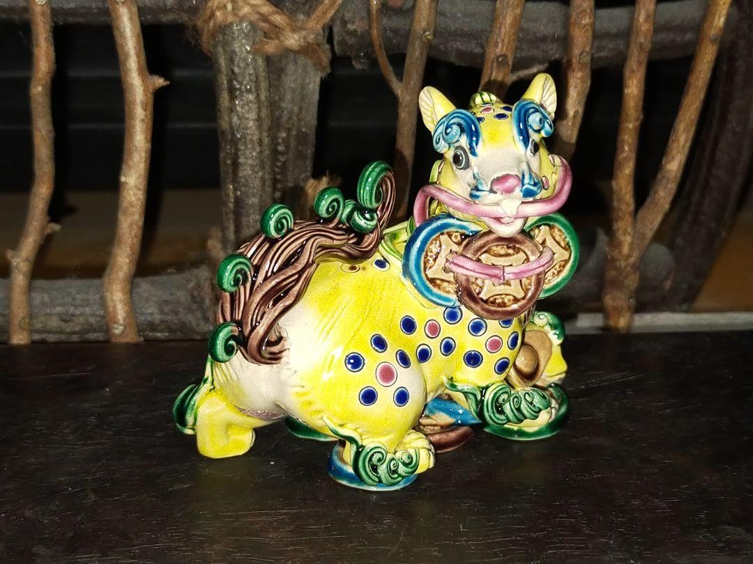 両獅子 置物 智盧 陶光 林智信 交趾焼 陶磁器 台湾交趾 両獅子 置物 智