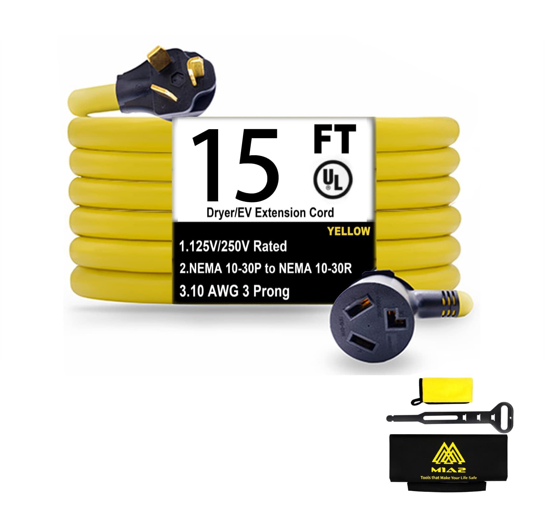 Amazon.com: M1A2 Dryer Extension Cord 3 Prong 30 Amp NEMA 10-30P