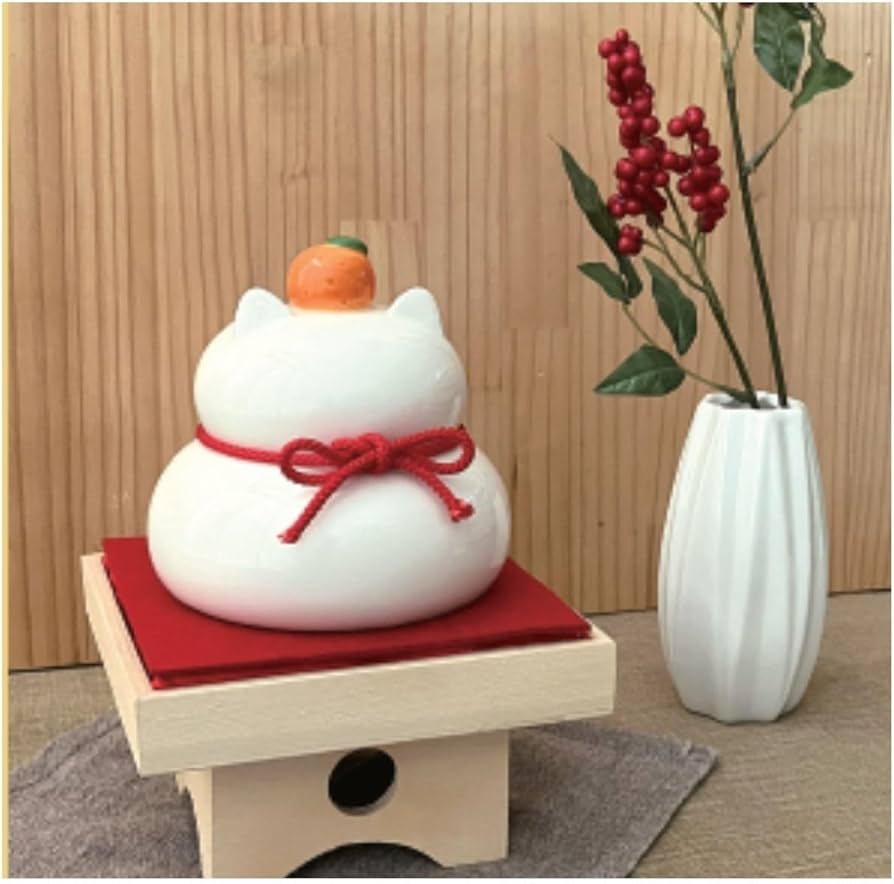 Amazon.co.jp: デコレコーポレーション 陶器の猫鏡餅 ホワイト L DK