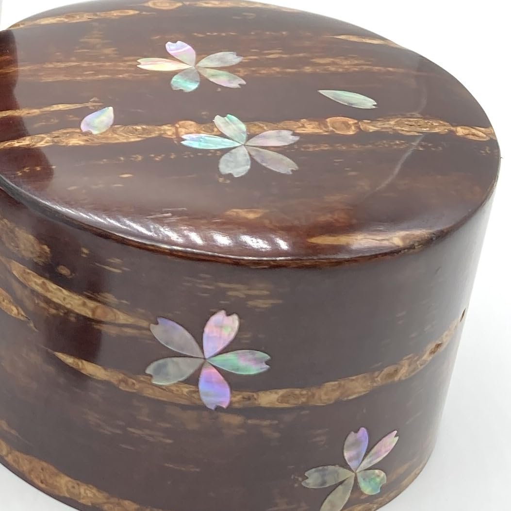 Amazon｜樺細工 桜皮 総皮茶筒 大 容量150g 茶さじ 茶み 螺鈿 ラデン