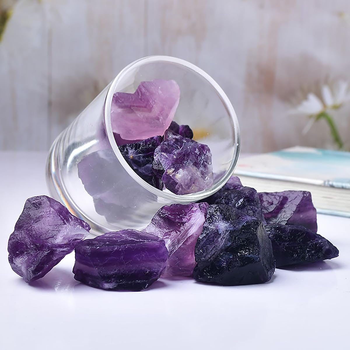 Amazon.co.jp: SUKIMIND 400gセット パープルフローライト 原石 天然石
