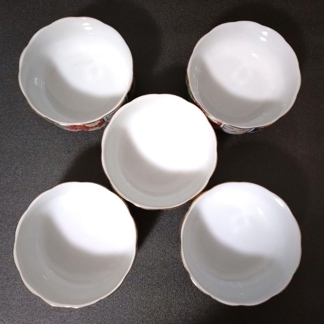 Amazon.co.jp: 有田焼 陶扇 中鉢5点セット 5枚 菊割皿 錦絵 赤絵 金彩