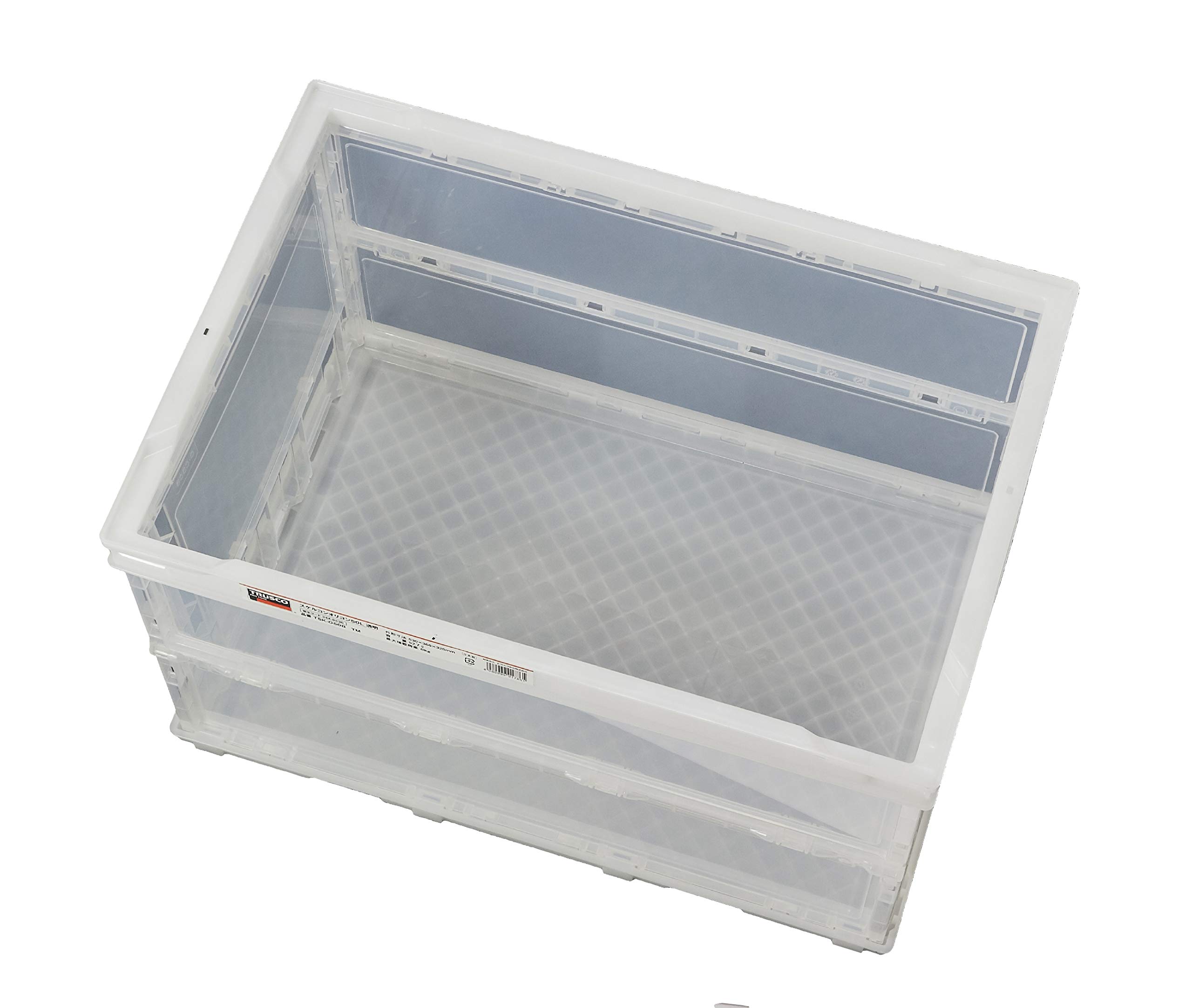 Amazon | TRUSCO(トラスコ) 薄型折りたたみコンテナスケル 50L 透明