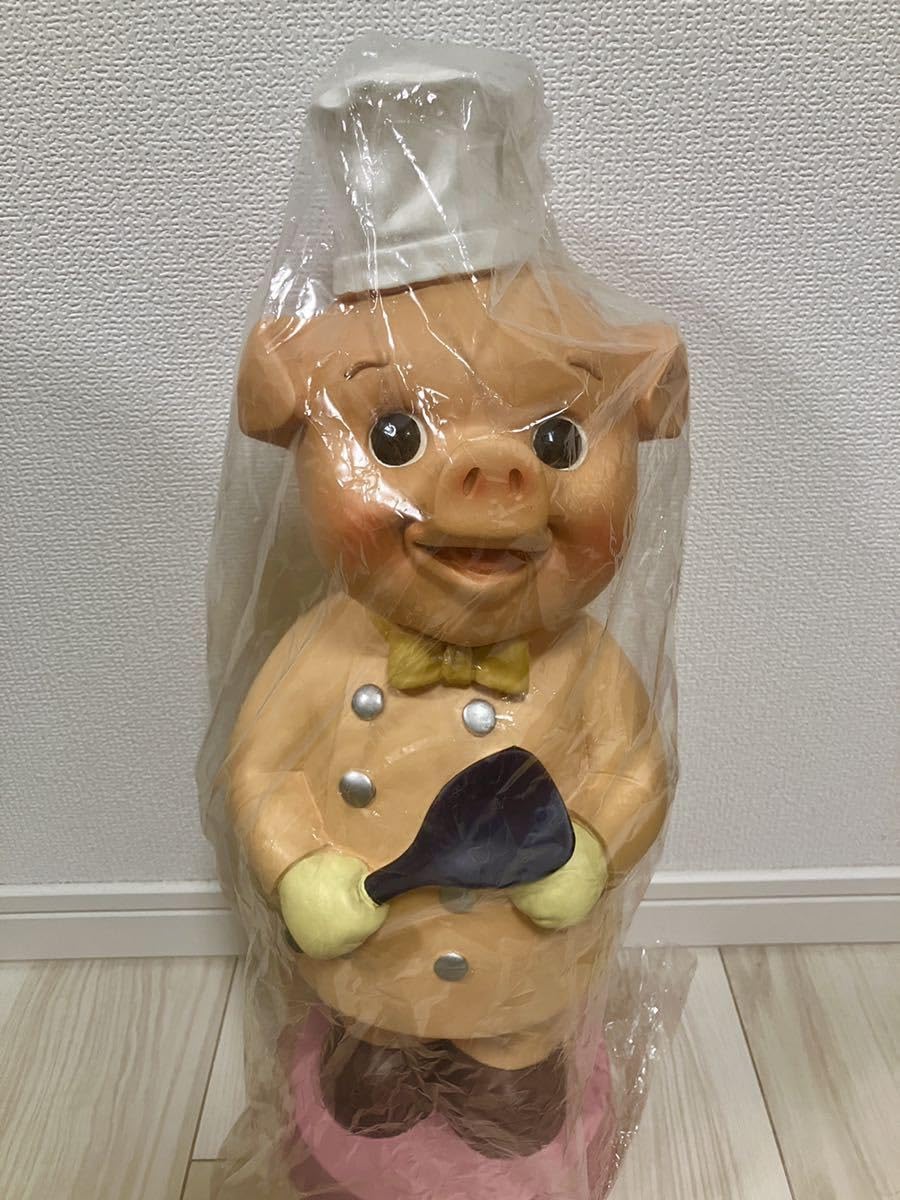 Amazon.co.jp: 昭和アンティーク 子豚のコックさん 豚の置物 全長約