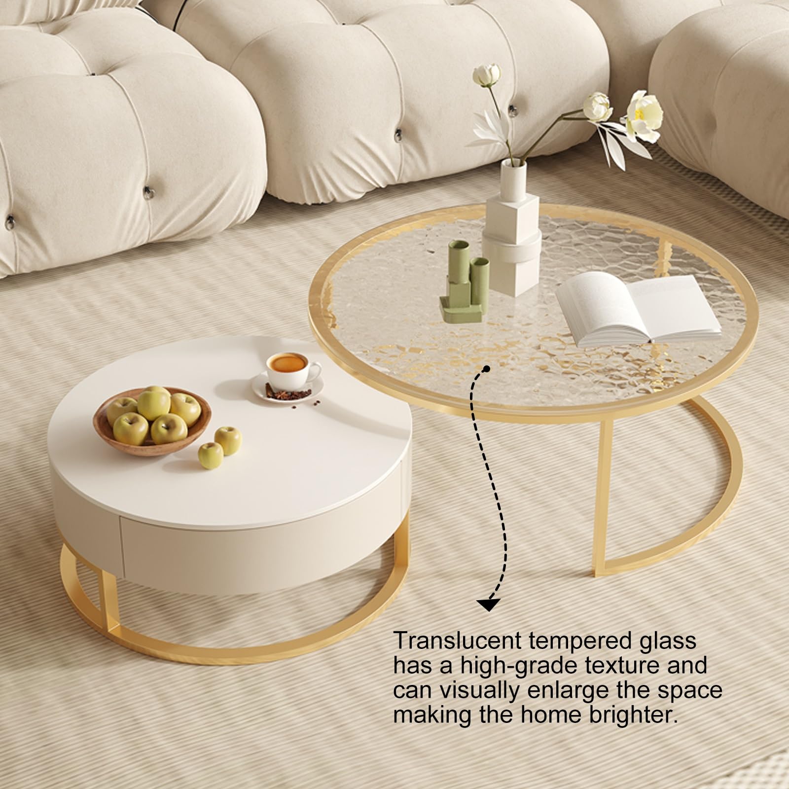 Amazon.co.jp: GQMYCDM リビングルーム用コーヒーテーブル、ラウンド