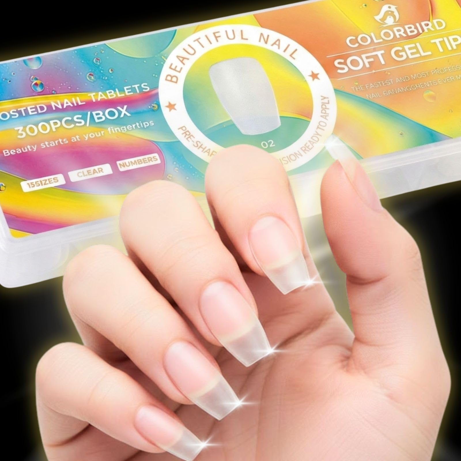 Amazon | COLORBIRD ネイルチップ 超薄 ショート クリア サンディング