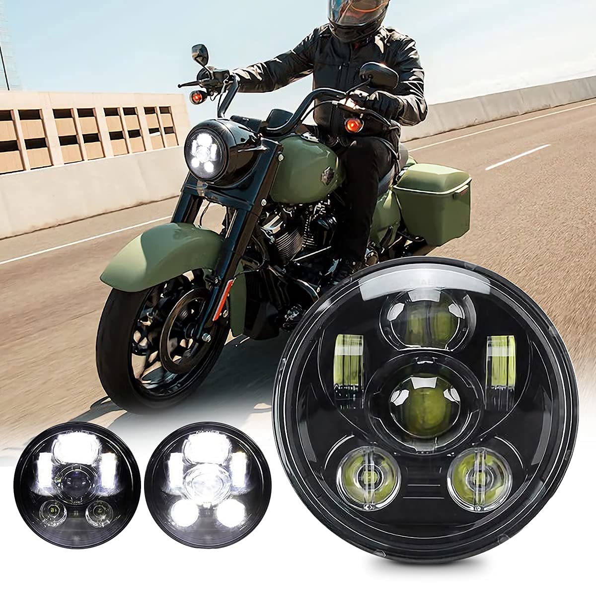 Amazon | JIAHER バイク ヘッドライト 車検対応 汎用 5.75インチ LED