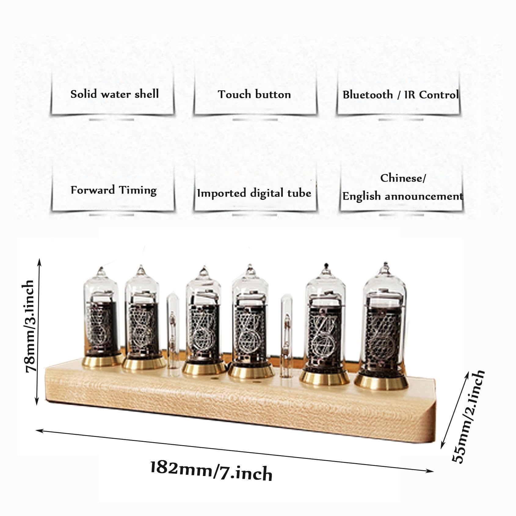 Amazon.co.jp: IN-14 ニキシー管時計、ヴィンテージLEDグロー時計、6