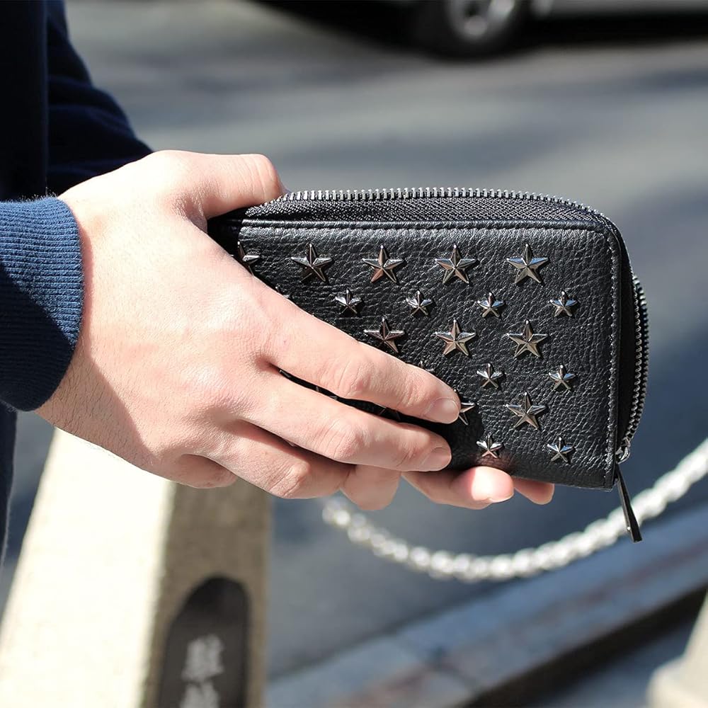 Amazon.co.jp: [デイライト] 財布 メンズ 長財布 スタッズ 星 スター