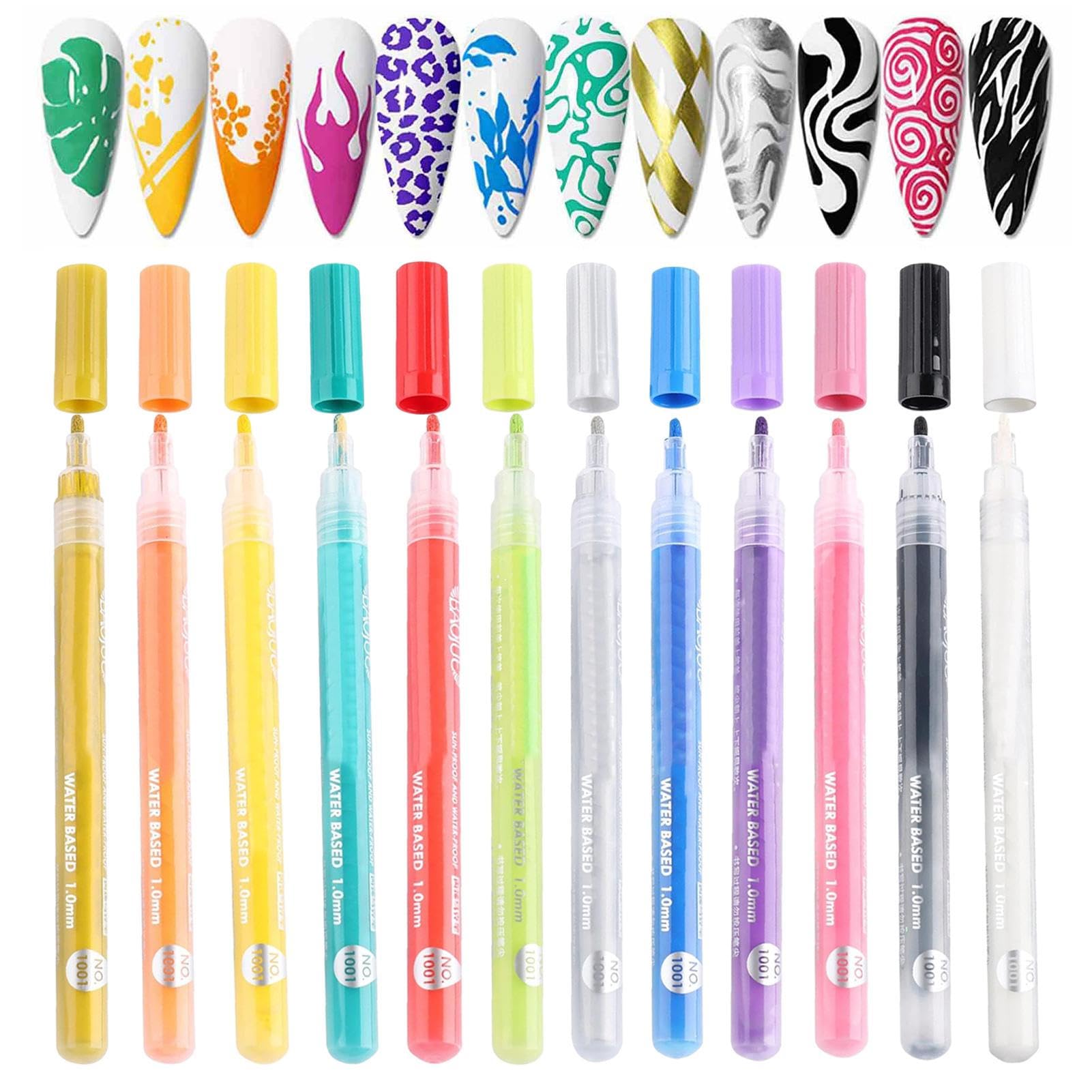 Amazon.co.jp: ネイル描画ペン、12色3Dネイルアートペン、速乾性ネイル