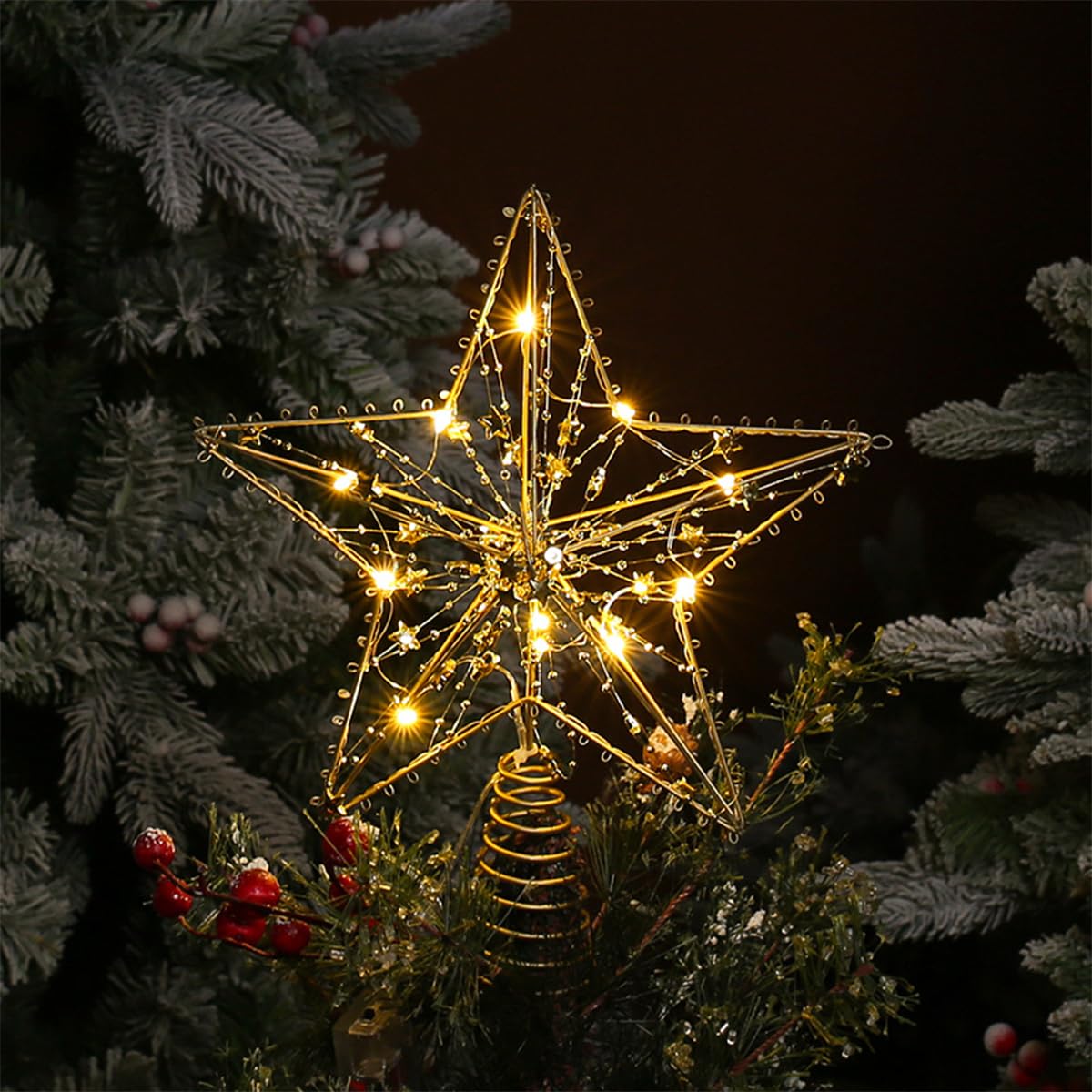 Amazon.co.jp: クリスマスツリートッパー LEDライト付き 9.75インチ