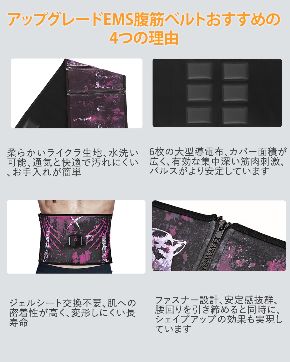 Amazon.co.jp: 【2025全新モデル 洗えEMS腹筋ベルト】ジェルシート不要