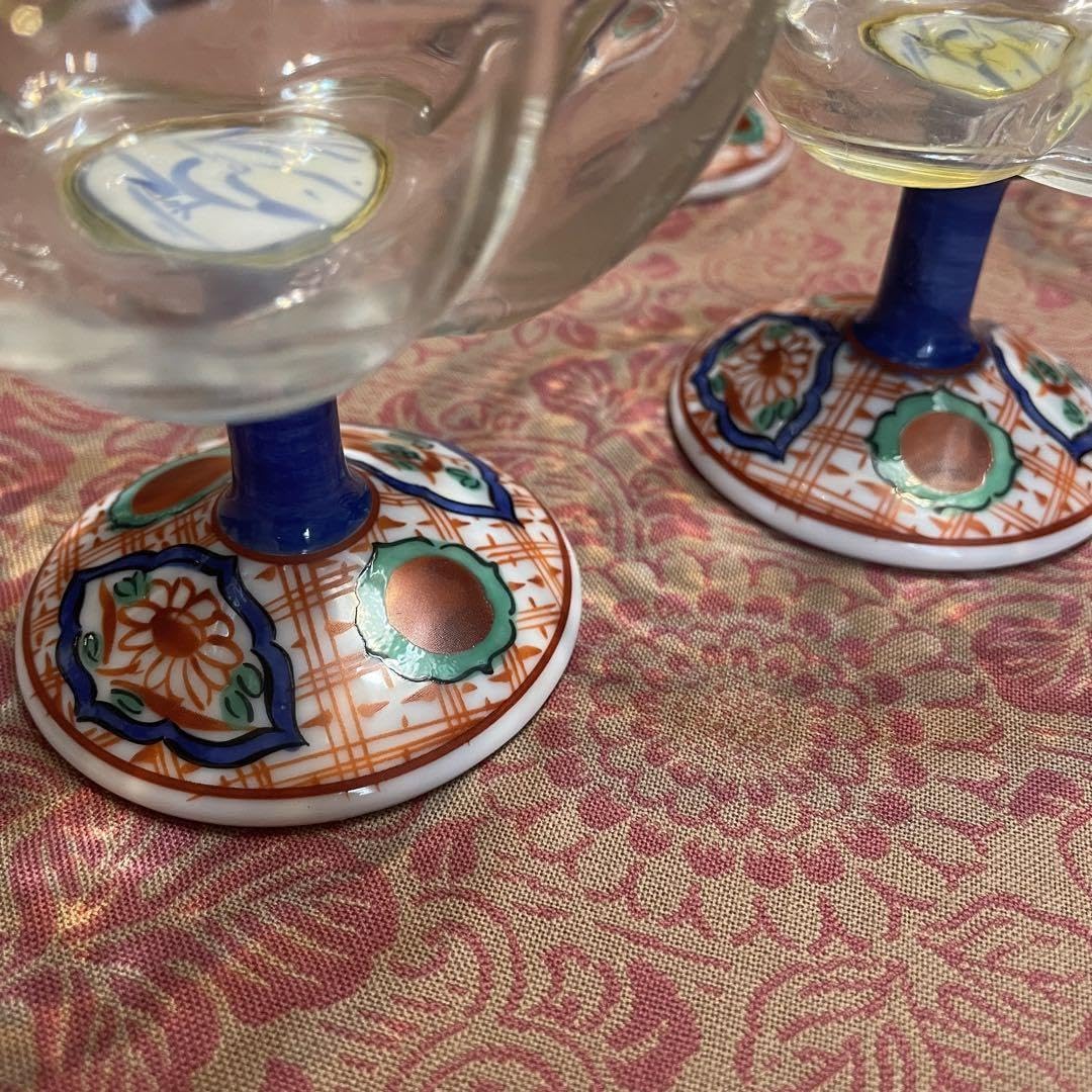 Amazon.co.jp: 龍峯 赤絵ガラスデザート揃 つみき 三洋陶器 花風流