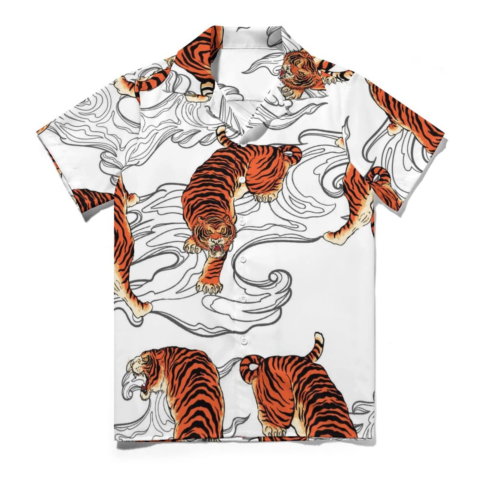 Amazon.co.jp: シャツ メンズ 虎柄 トラ柄 カジュアルシャツ 半袖 夏服