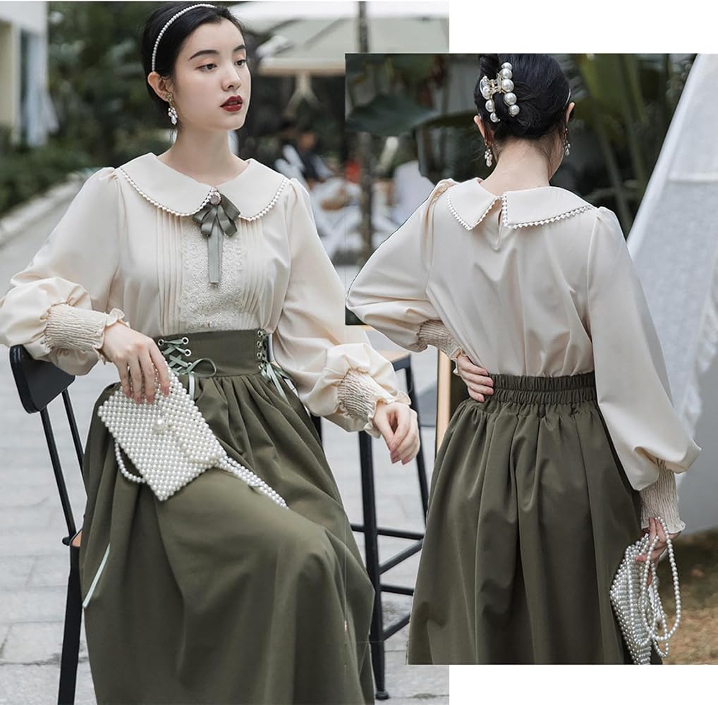 Amazon.co.jp: [LAVASEON] 量産型 可愛い 2点セット ブラウス スカート