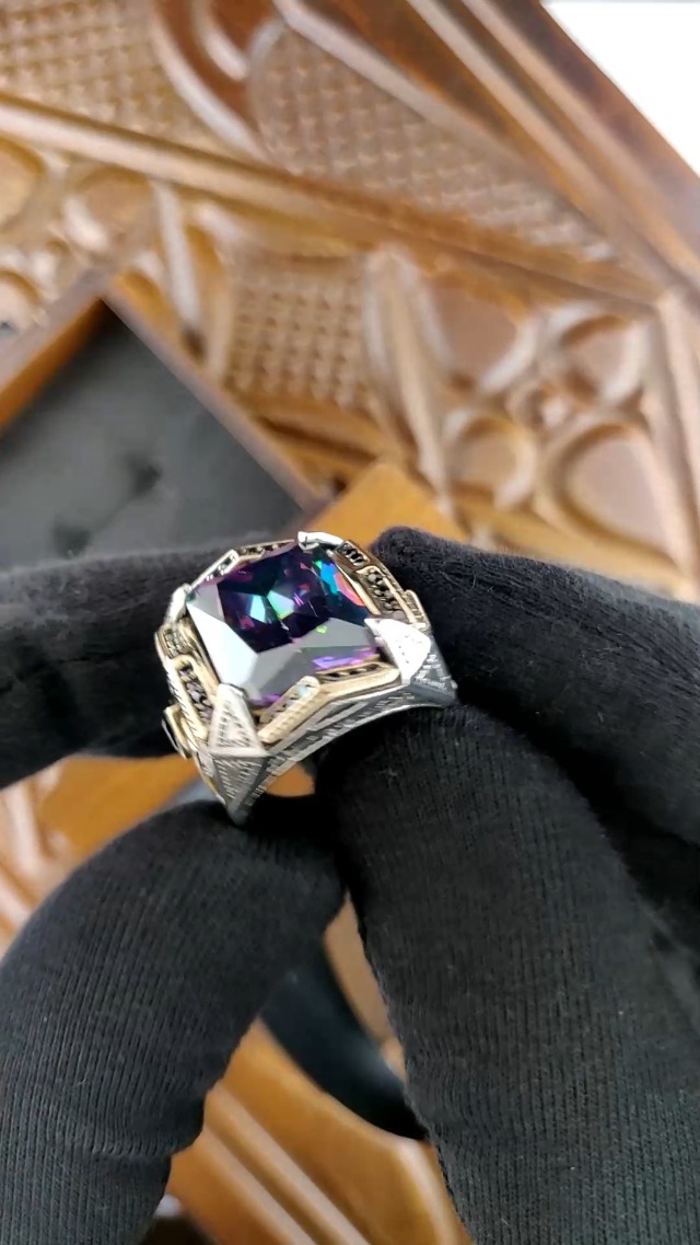 Amazon.com: BayVog 925 Sterling Silver Mens Ring, MysticTopaz