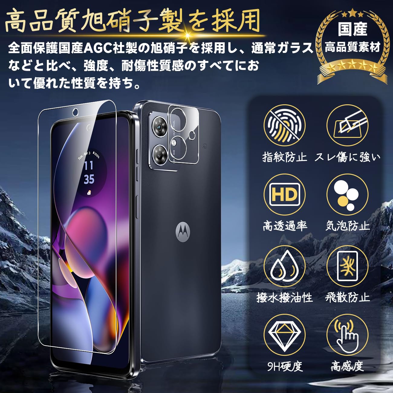 Amazon | 対応 MOTO G64 5G ガラスフィルム MOTO G64Y 5G 指紋防止 【2