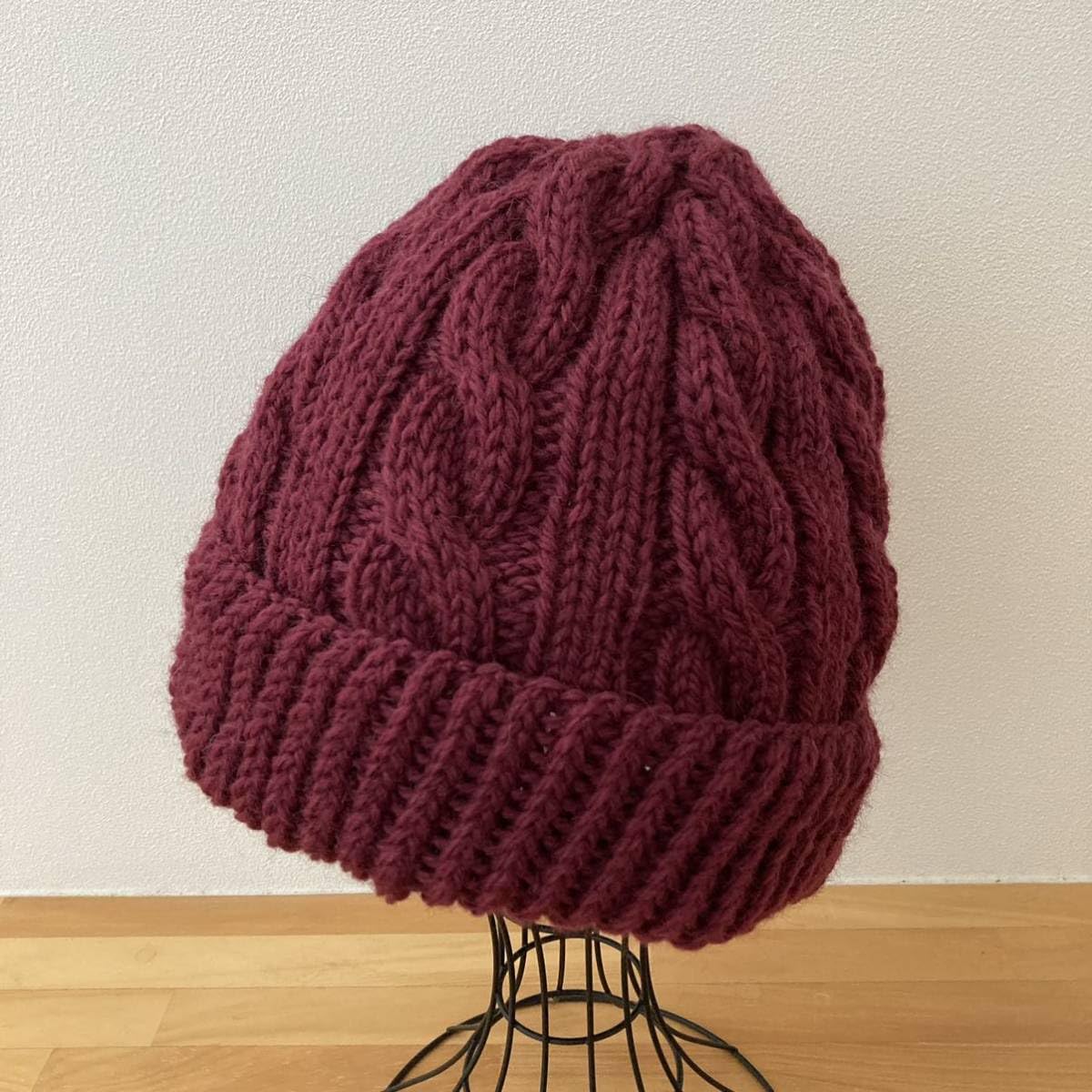 Amazon.co.jp: ニット帽 ワインレッド ニットキャップ ウール100