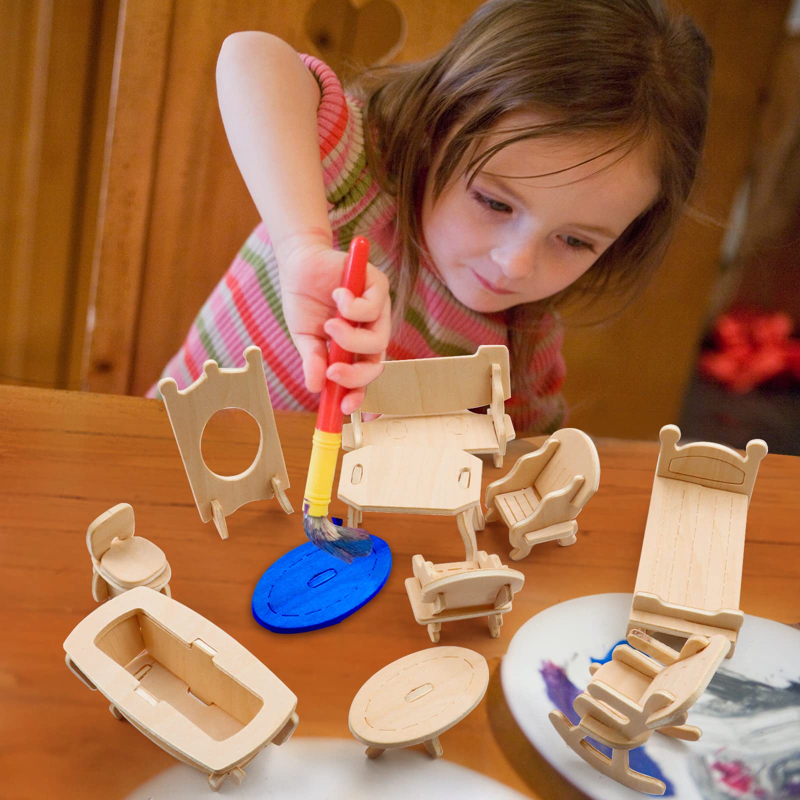 Amazon | Fansunta 1:20 木製ドールハウス家具セット 3Dミニチュア家具