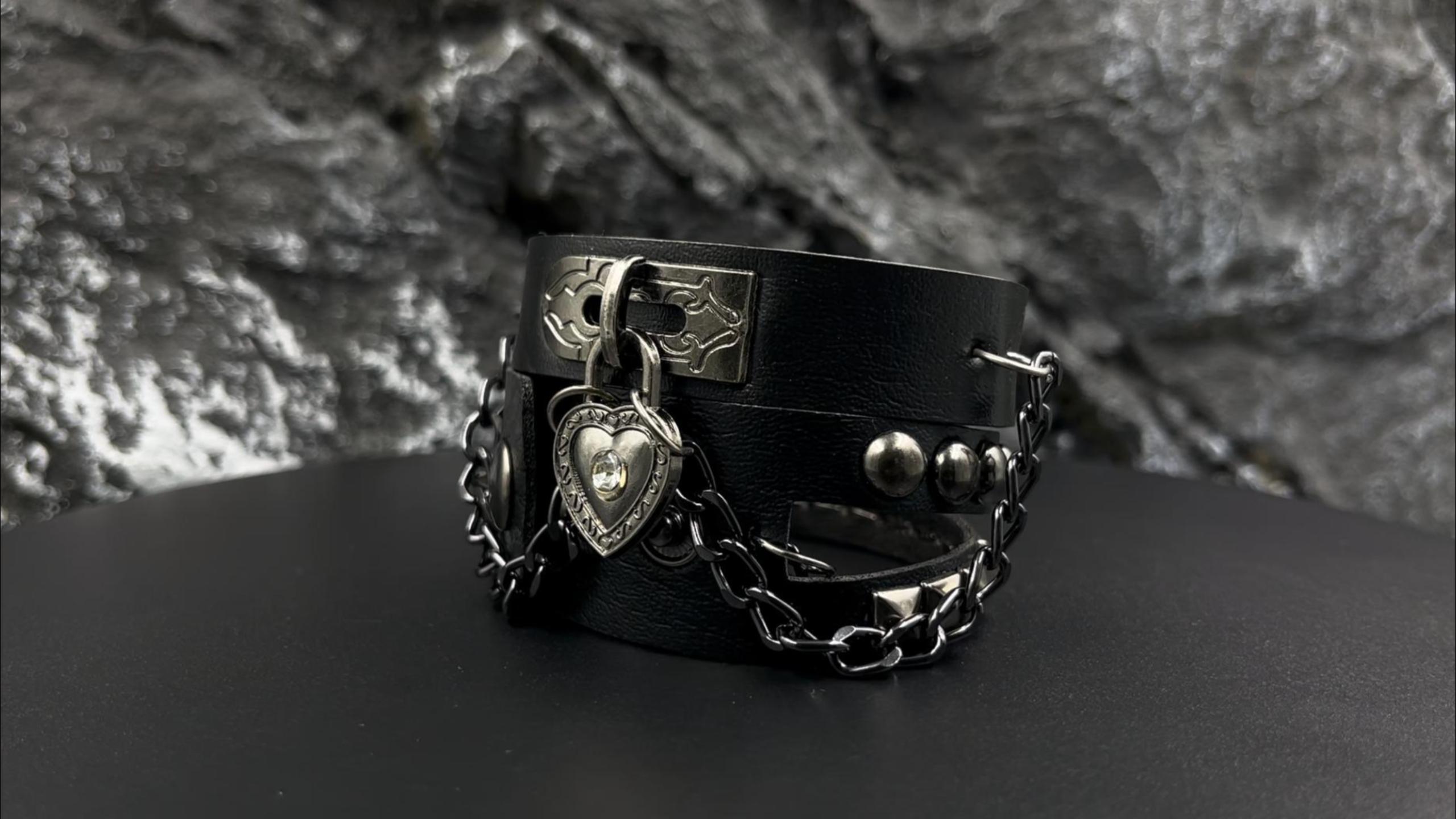 Amazon.com: NIGHTCRUZ Punk Leather Chain Bracelet, Goth Leather