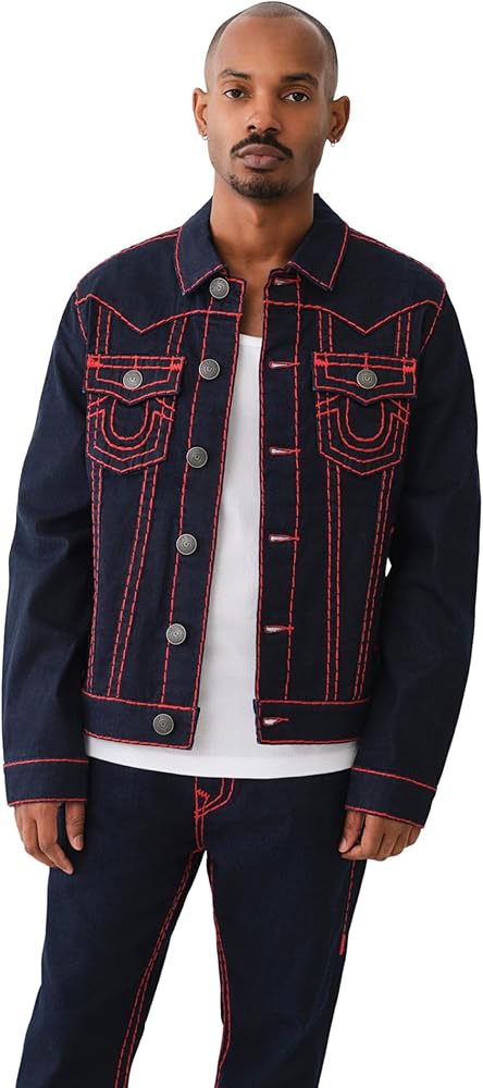 True Religion Men's Jimmy Super T Jacket, Rigel Dark Wash, XXXL at