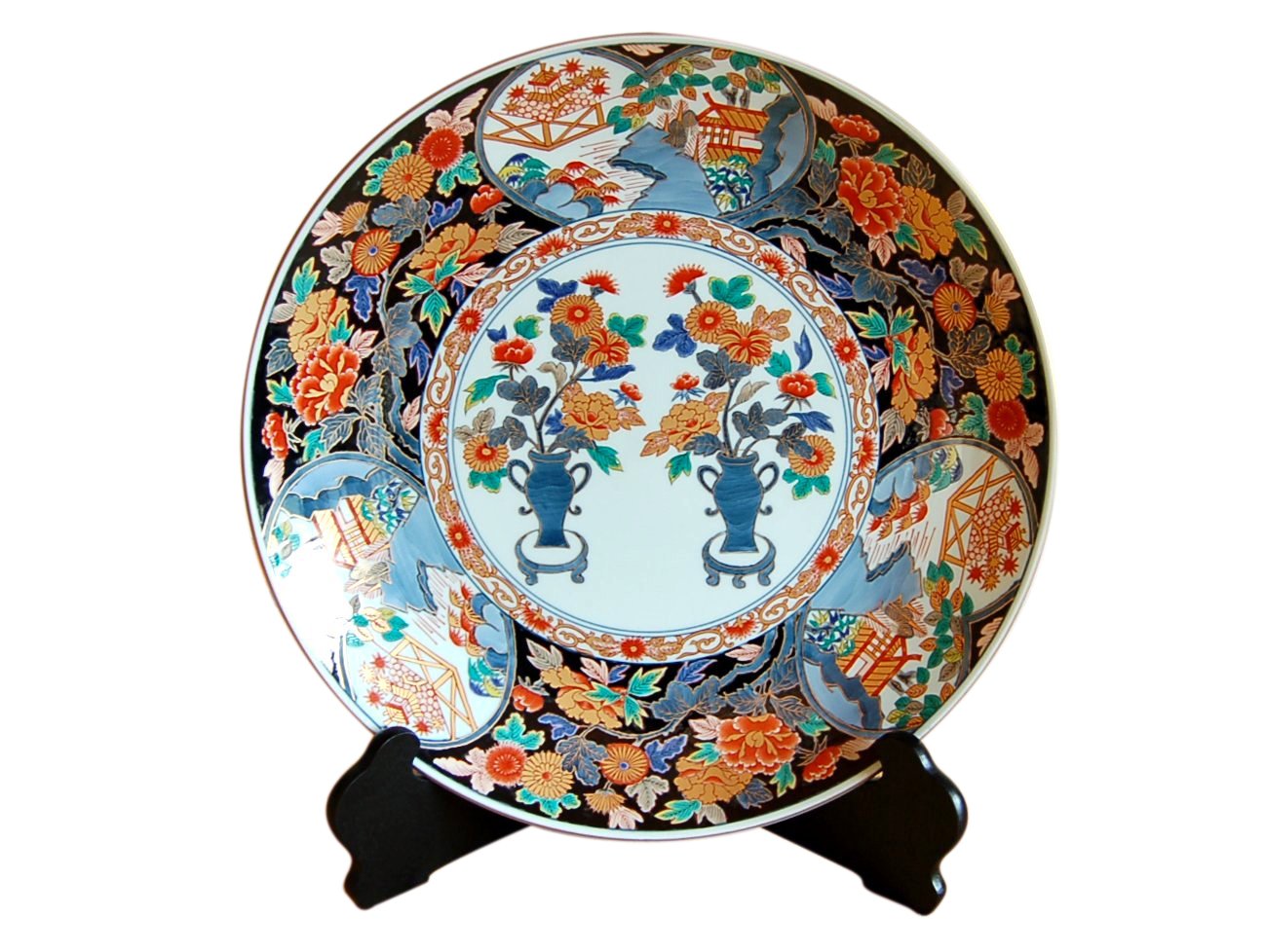 Amazon.co.jp: 飾り皿 絵皿 大皿 スタンド付き 有田焼 弥左ヱ門窯 陶器