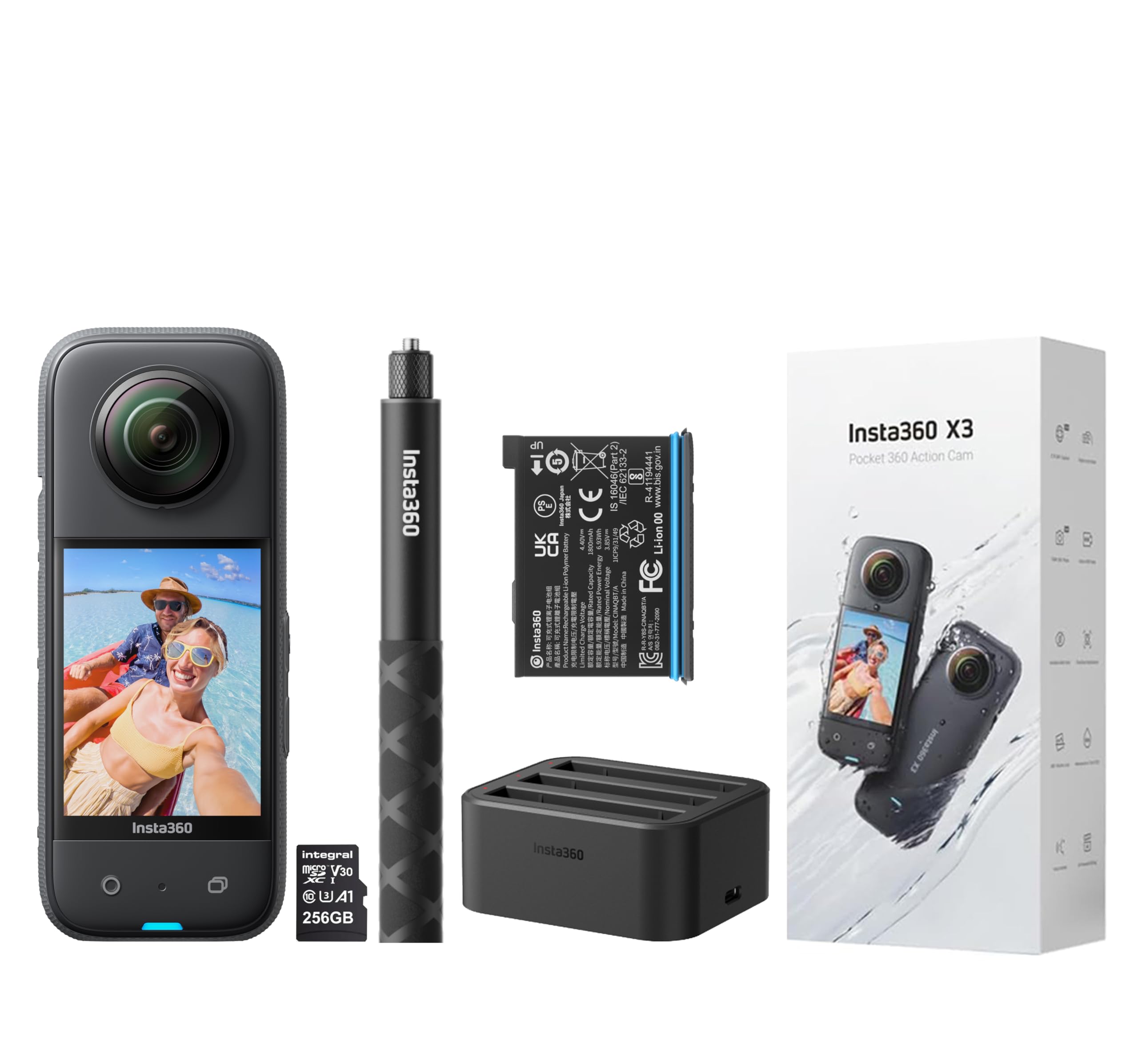 Insta360 X3 360 Grad wasserdichte Action-Kamera, unsichtbarer