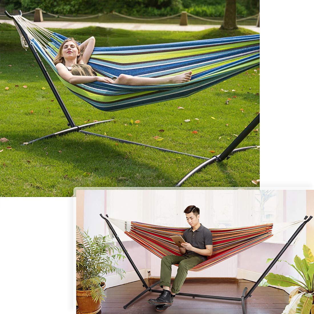 Amazon | LifeFair ハンモック 自立式スタンドセット ダブルサイズ