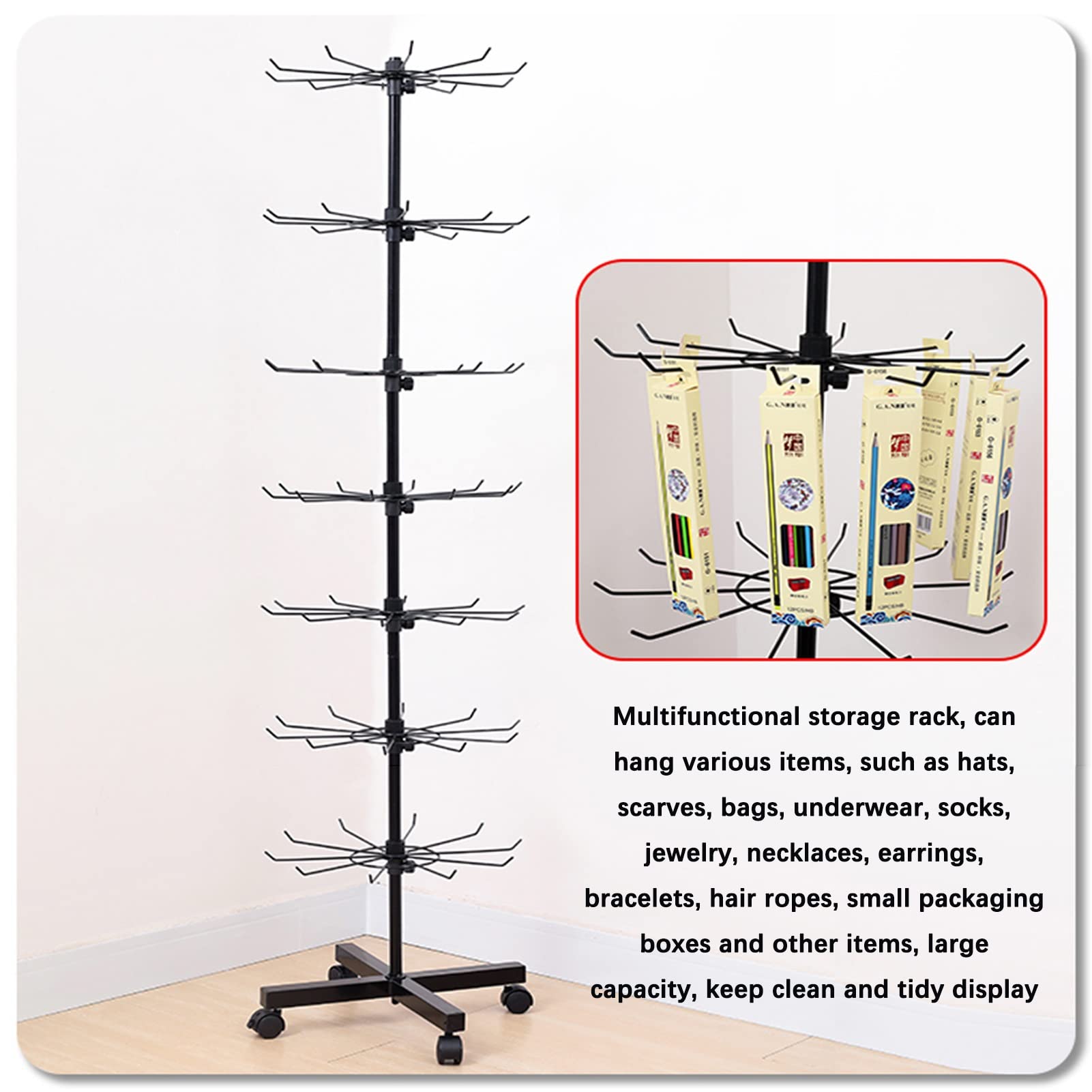 Amazon｜回転式ジュエリーディスプレイスタンド、3/4/5/6/7段可動