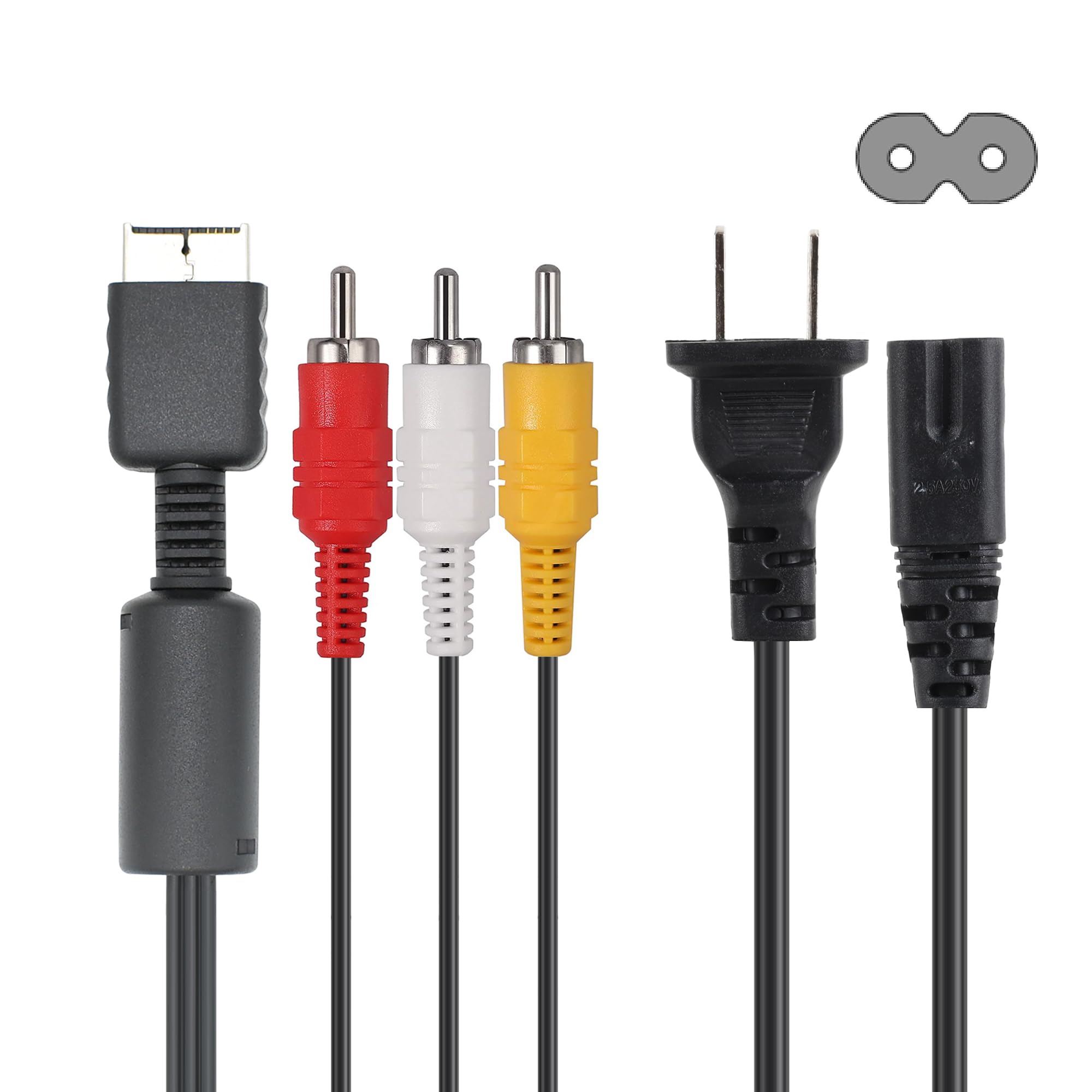 Amazon.com: Power Cord and AV Cable for PS2 PS1 PS3, Power Supply