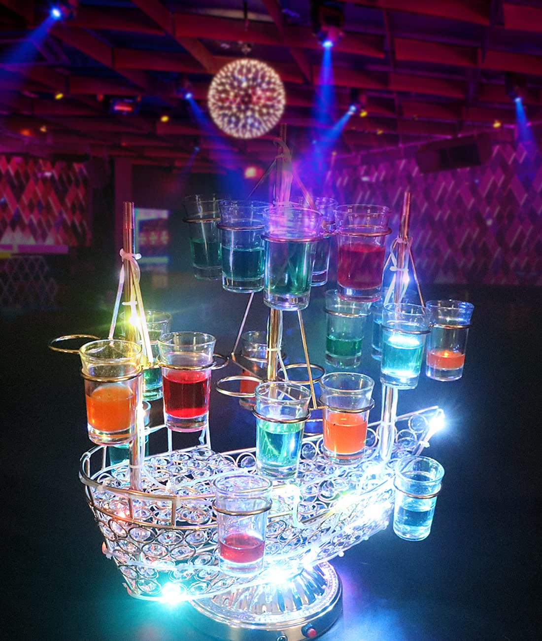 Amazon | QuiExact 幻の船 LED酒ボトルの表示棚 12カップ バーホテル