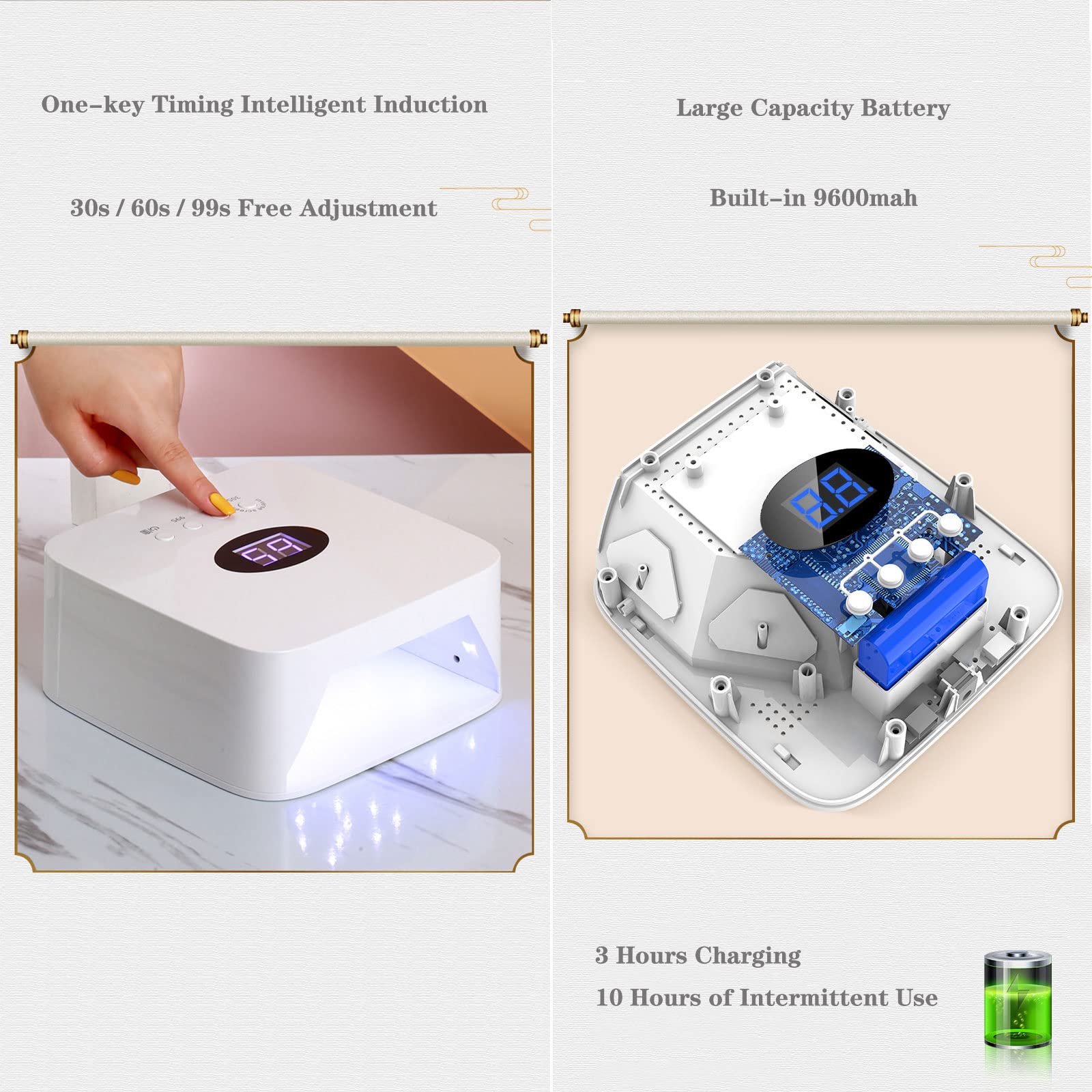 Amazon.co.jp: 54W 充電式LEDジェルネイルUVライト ワイヤレス UV LED