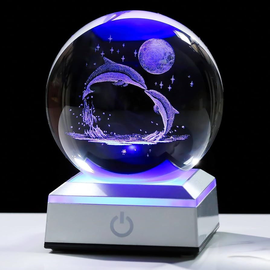 Amazon.co.jp: Kertari K9 クリスタルボール イルカのつがいです 置物