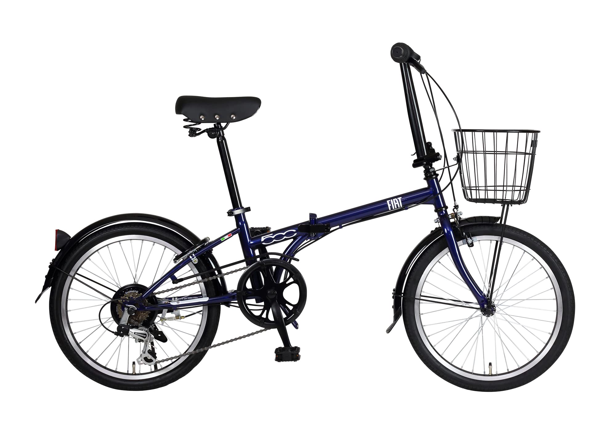 青い折りたたみ自転車 前バスケット付き 青い折りたたみ自転車 前