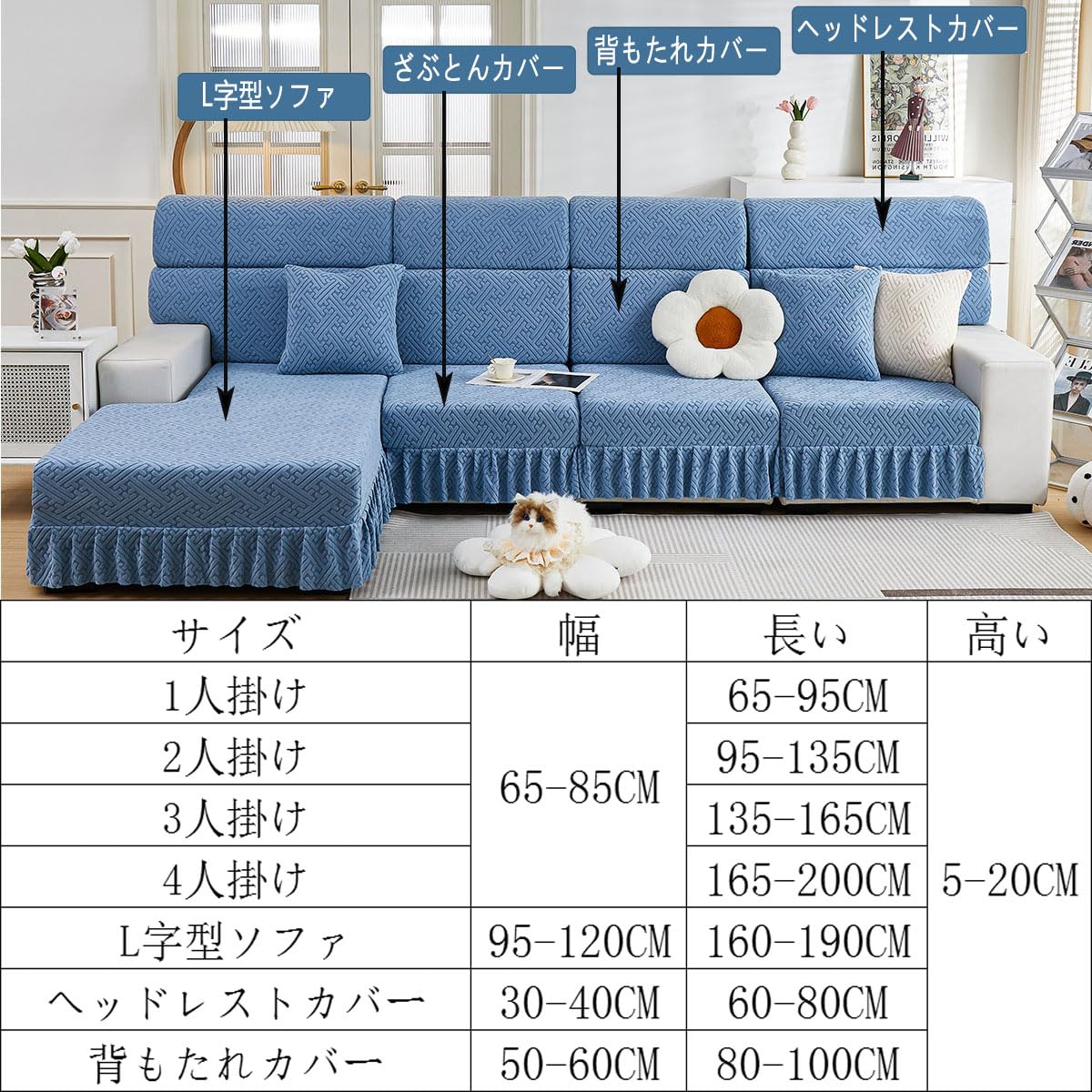 Amazon｜l字ソファーカバー ソファーカバー l 型 4 〜5人掛け l 字