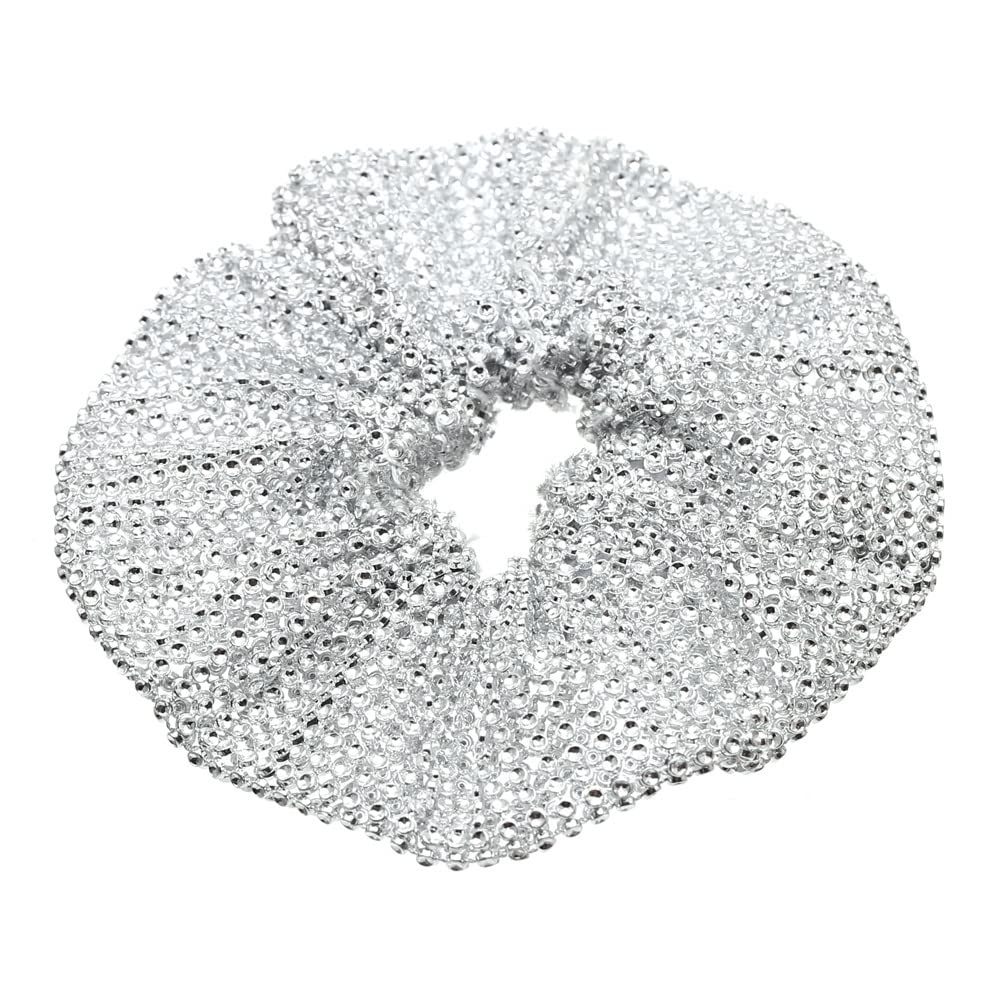 Amazon | ヘアアクセサリー 韓国 ヘアゴム シュシュ ポニー シルバー