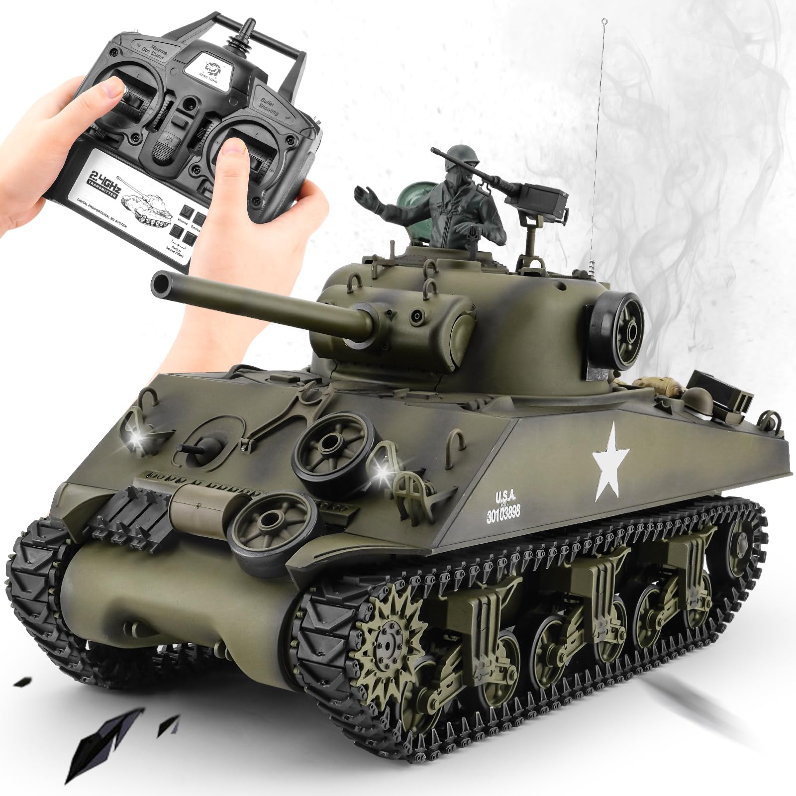 Amazon.com: Ferthor Fun RC Sherman Tank Model,HengLong RC Tanks 1