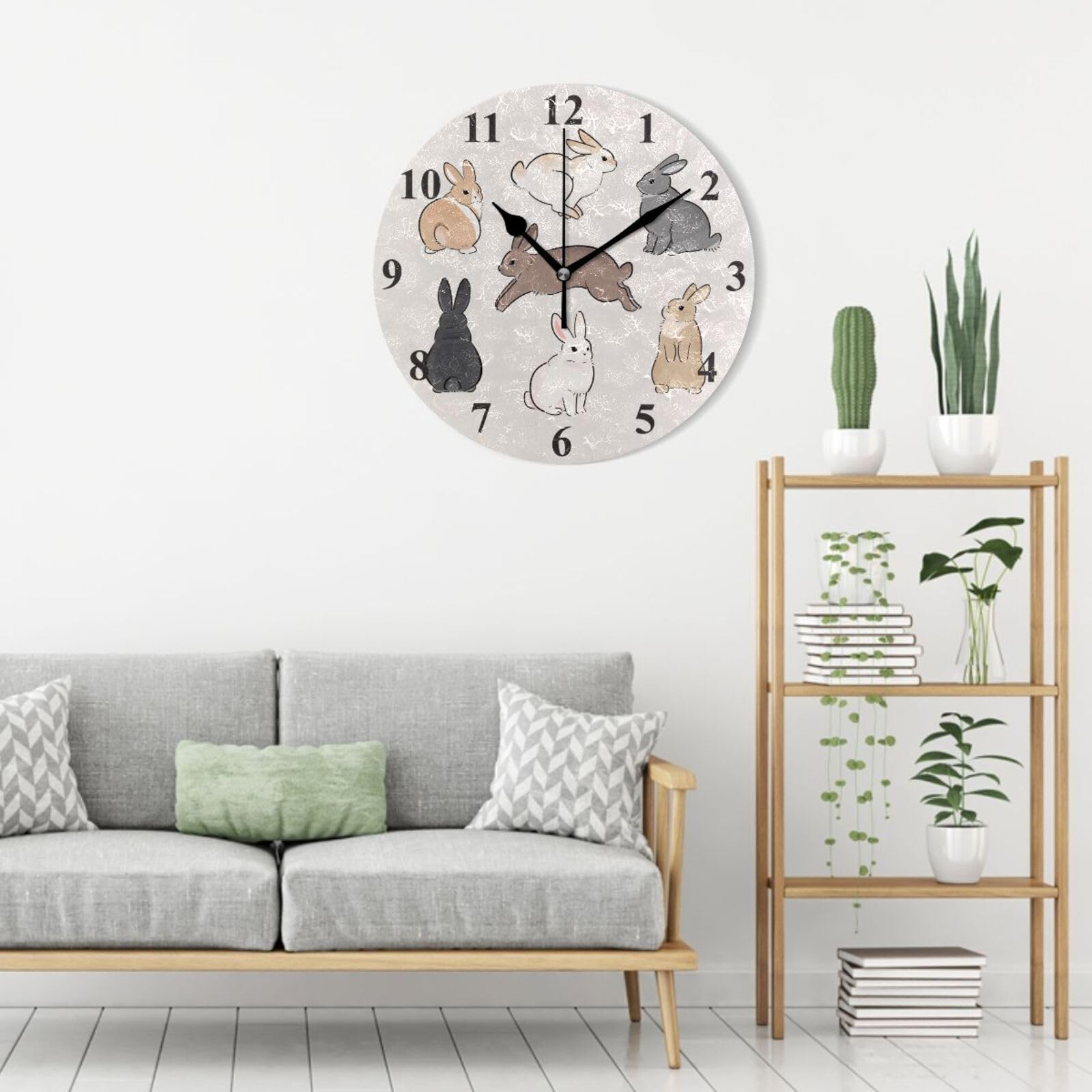Amazon.co.jp: Chovvy 掛け時計 壁掛け時計 ウサギ 兎柄 うさぎ 兎