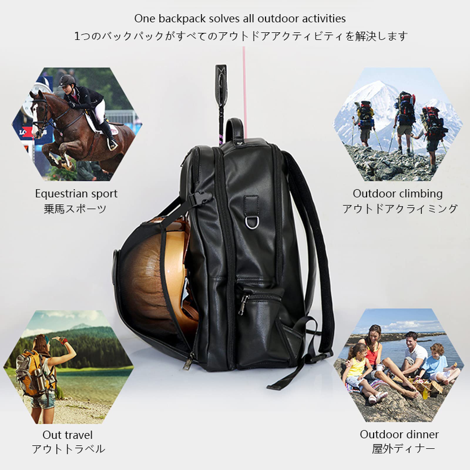 Amazon.co.jp: TIKEN 乗馬バッグバックパック男女兼用乗馬用品 Black