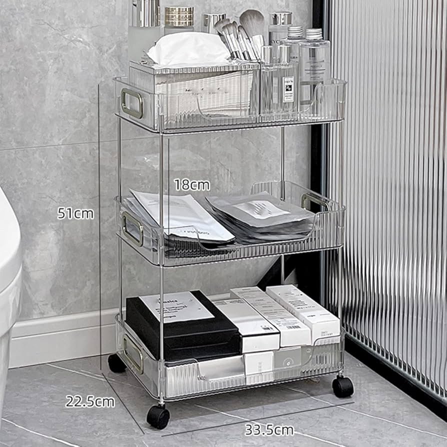 Amazon.co.jp: [FOQW] 化粧品収納ワゴン クリア キャスター付き
