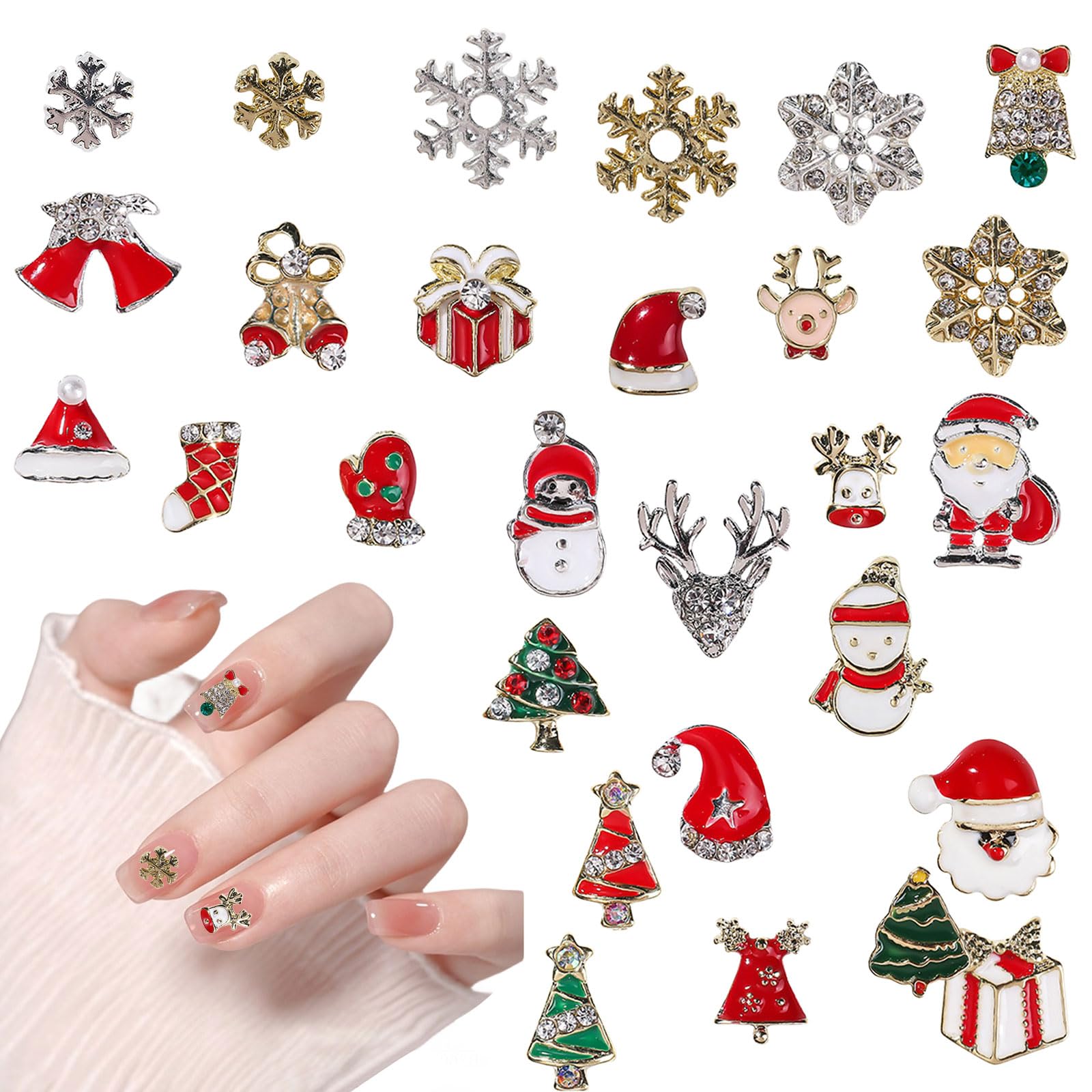 Amazon | クリスマス ネイルパーツ 28個セット 3D 立体 ネイル メタル