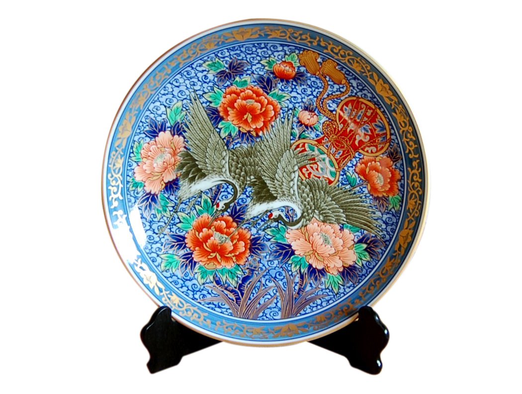 Amazon.co.jp: 飾り皿 絵皿 大皿 スタンド付き 有田焼 弥左ヱ門窯 陶器