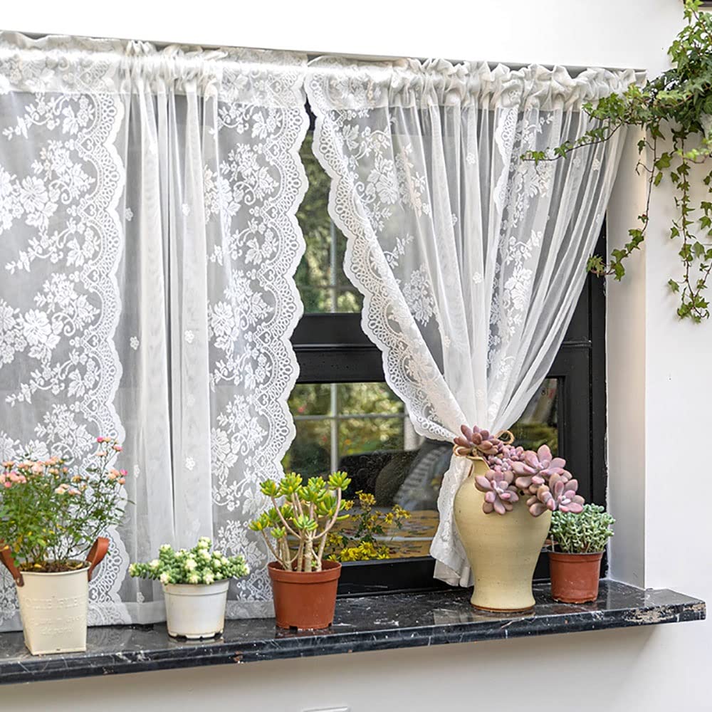 Amazon｜MOUP カフェカーテン キッチン レースカーテン アメリカン