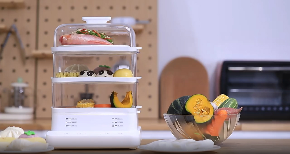 Amazon.co.jp : 電気蒸し器 3段 蒸し器 電気 スチームクッカー 22L 大