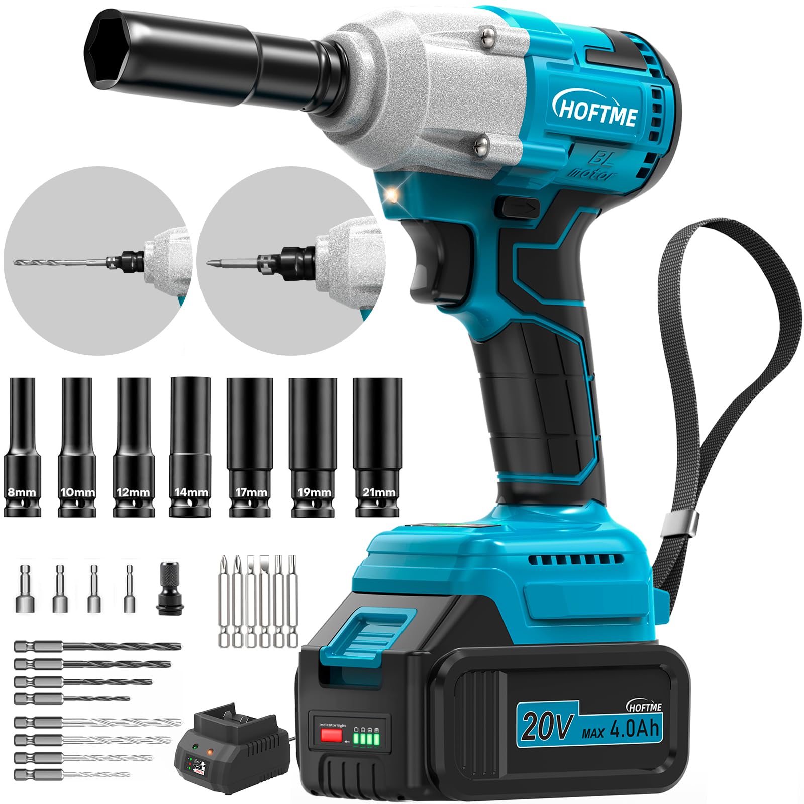 Amazon | HOFTME 3in1 コードレス電動工具 インパクトレンチ ドリル